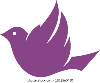 editable vector icon of a simple modern abstract flying dove bird.