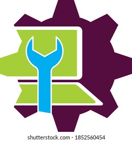 editable vector icon of a simple tech computer laprop repair.