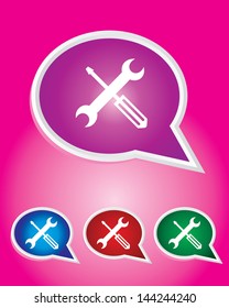 Editable Vector Icon of Tools On Speech Bubble Shape. EPS 10