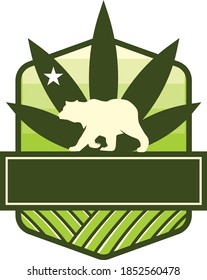 ícono vector editable de hojas de marihuana retro vintage con emblema de la granja de siluetas de oso pardo