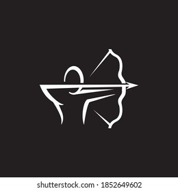 editable vector icon of a vintage thin line simple archer