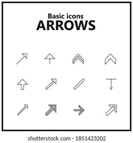 Editable vector icons pack of minimalist and geometric arrows