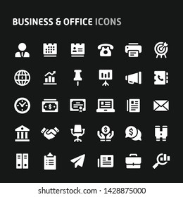 Editable vector icons related to business, professional & office. Symbols such as office equipment & business related are included in this set. Still looks perfect in small size.