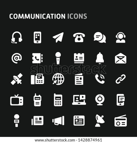 Editable vector icons related to communication technology. Symbols such as telephones, telecommunication equipments & the Internet are included. Still looks perfect in small size.