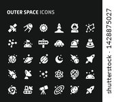 Editable vector icons related to galaxy and outer space. Symbols such as planets, stars and solar system are included in this set.  Still looks perfect in small size.
