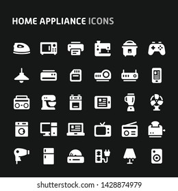 Editable vector icons related to home electronic machines. Symbols such as cooking, cleaning and food preservation are included in this set. Still looks perfect in small size.