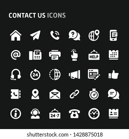 Editable vector icons related to website and online contact. Symbols such as contact method and contact form are included in this set. Still looks perfect in small size.