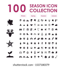 Editable vector. Editable icons of the seasons. Elegant and basic pictograms and icons.