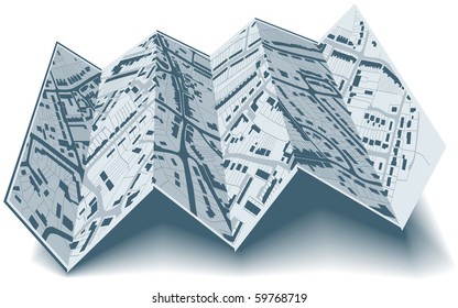 Editable Vector Illustrated Folding Map Of Housing In A Generic Town Without Names