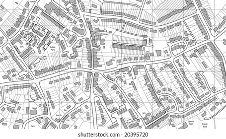 Editable vector illustrated map of housing in a generic town