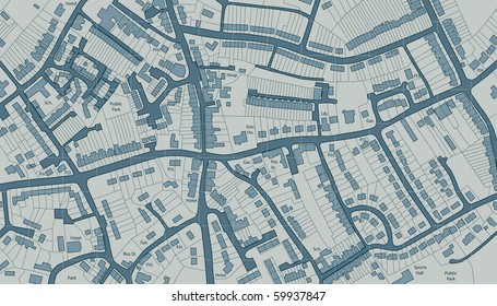 Editable vector illustrated map of housing in a generic town