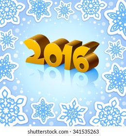 An editable vector illustration of 2016 New Year numbers on a blue background