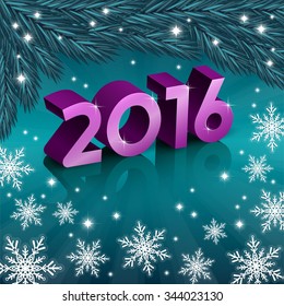 An editable vector illustration of 2016 New Year numbers on a turquoise background