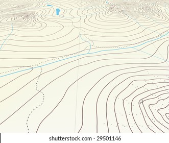 Editable vector illustration of an angled generic contour map