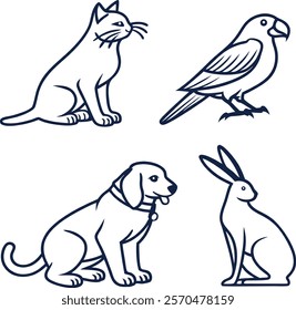 Editable Vector Illustration of Animals Icon Line Art