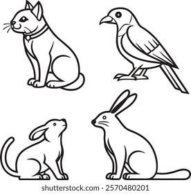 Editable Vector Illustration of Animals Icon Line Art