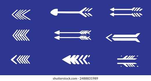 Editable Vector illustration of arrow icons set on Blue Background