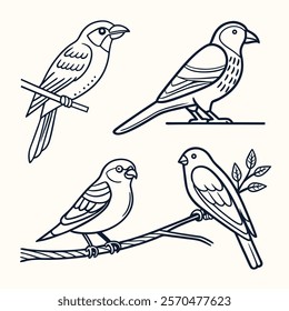 Editable Vector Illustration of Bird Icons Line Art