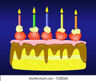 Editable vector illustration of a birthday cake