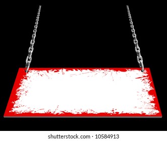 Editable vector illustration of a blank sign hanging by chains