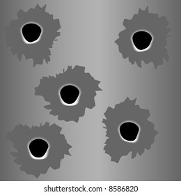 a editable vector illustration of bullet holes grouped separately