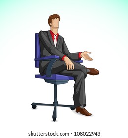 Editable vector illustration of Business Executive sitting on chair
