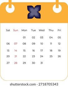 Editable vector illustration of calendar mockup 