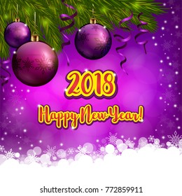 Editable vector illustration of Christmas pink background with 2018 New Year numbers