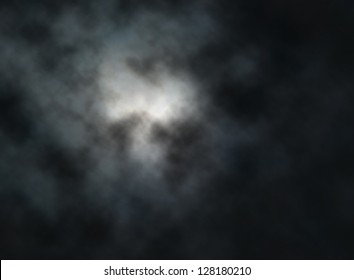 Editable vector illustration of clouds lit by the moon at night made with a gradient mesh