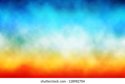 Editable vector illustration of clouds or mist over a colorful background, made with a gradient mesh