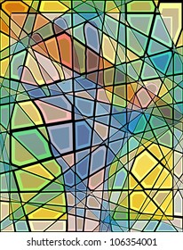 Editable vector illustration of a colorful hand in a mosaic pattern
