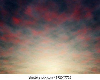 Editable vector illustration of colorful sunset or sunrise clouds made using a gradient mesh