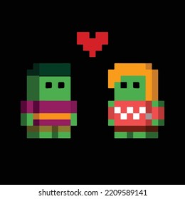 Editable Vector Illustration of Couple Zombie. Good for sticker, icon, clip art, ppt, game, education, etc