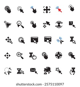 Editable vector illustration cursors, mouse pointers Line Icons Set