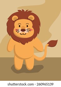 Editable vector illustration of a cute cartoon lion.