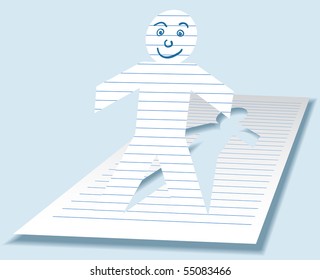 Editable vector illustration of a cutout paperman