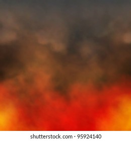 Editable vector illustration of dense smoke from a fire made using a gradient mesh