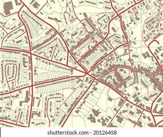 Editable Vector Illustration Of A Detailed Generic Street Map Without Names