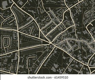 Editable Vector Illustration Of A Detailed Generic Street Map Without Names