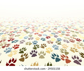 Editable vector illustration of dog paw prints