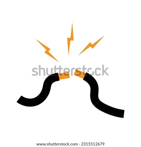 Editable vector illustration of an electrical spark. Short circuit with sparks vector icon isolated on white background, electricity caution symbol, short circuit flat illustration.