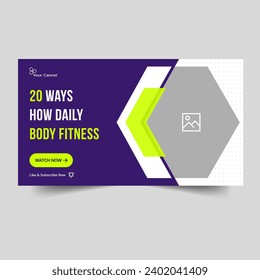 Editable vector illustration fitness thumbnail banner design, workout training banner, exercise banner design, vector eps 10 file format