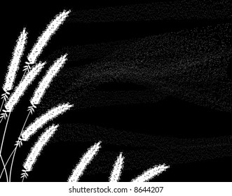 Editable vector illustration of flowering grass with drifting pollen