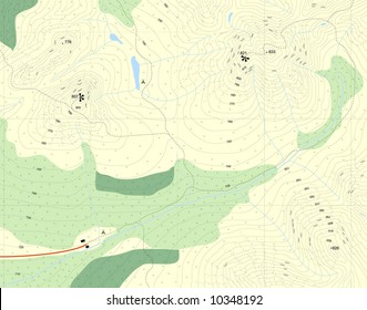 Editable vector illustration of a generic map of mountains