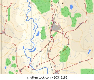 Editable vector illustration of a generic road-map without names