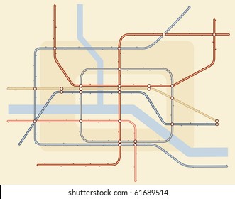 Editable vector illustration of a generic subway train map