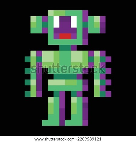 Editable Vector Illustration of Green Monster. Good for sticker, icon, clip art, ppt, game, education, etc