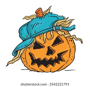 Editable vector illustration of Halloween pumpkin in cartoon style. Fun and casual art.