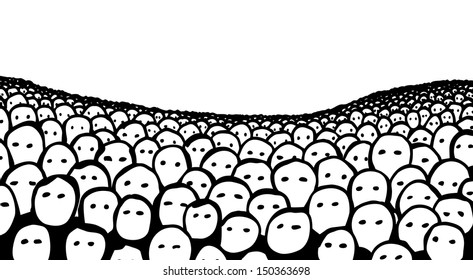 Editable vector illustration of a hand-drawn crowd of faces