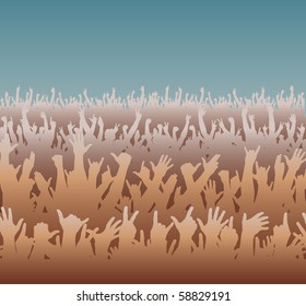 Editable vector illustration of a large crowd